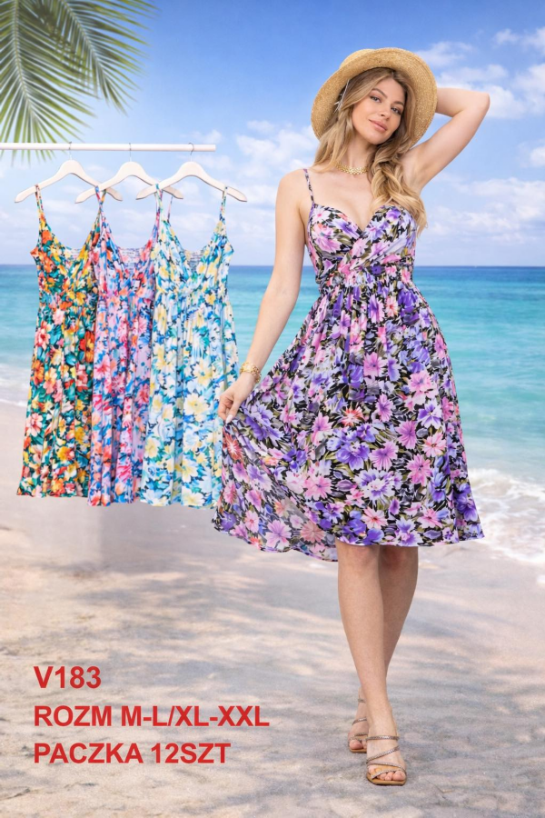 Sukienki damskie Roz M-2XL,  Mix Kolor .Paczka 12 szt